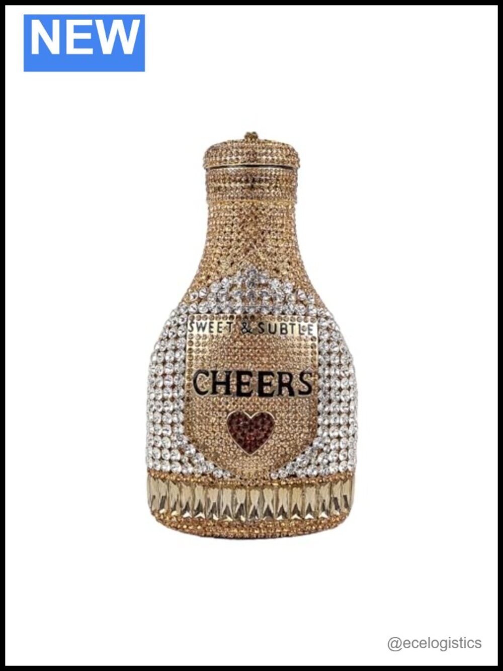 Champagne Bottle Rhinestone Evening Bag Faux Leather Crystal Clutch
